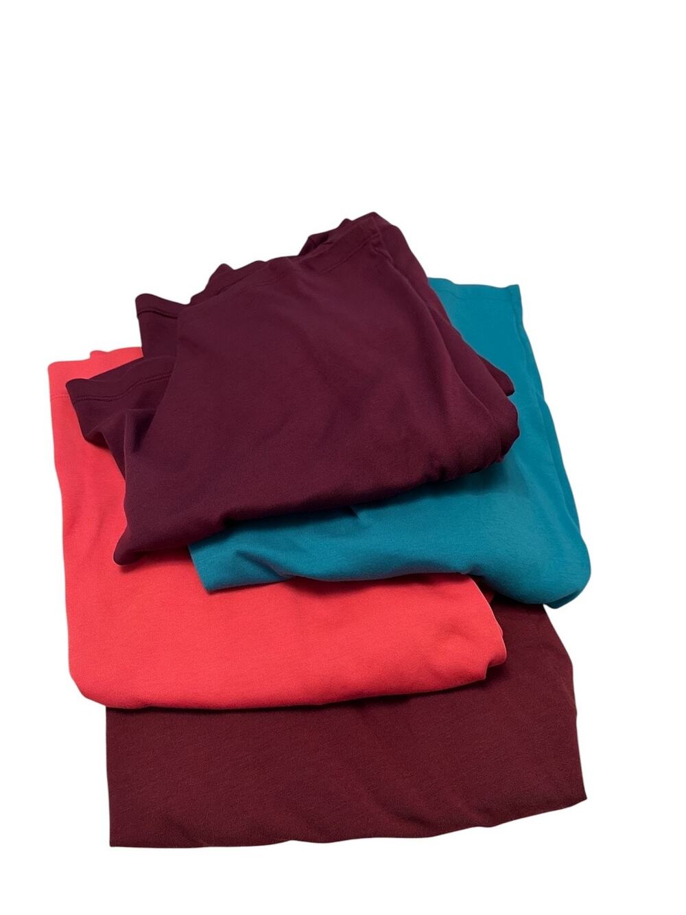 LL Bean Bundle of 4 Cotton Cowl Neck Tops Coral Teal Purple Burgundy 3 XL & 1 1X
